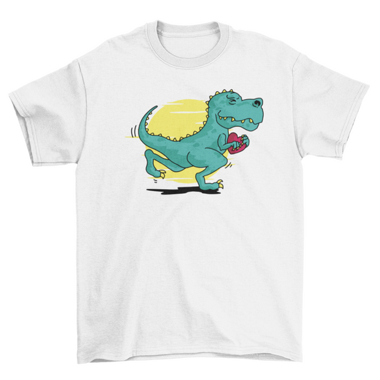 Running t-rex heart t-shirt